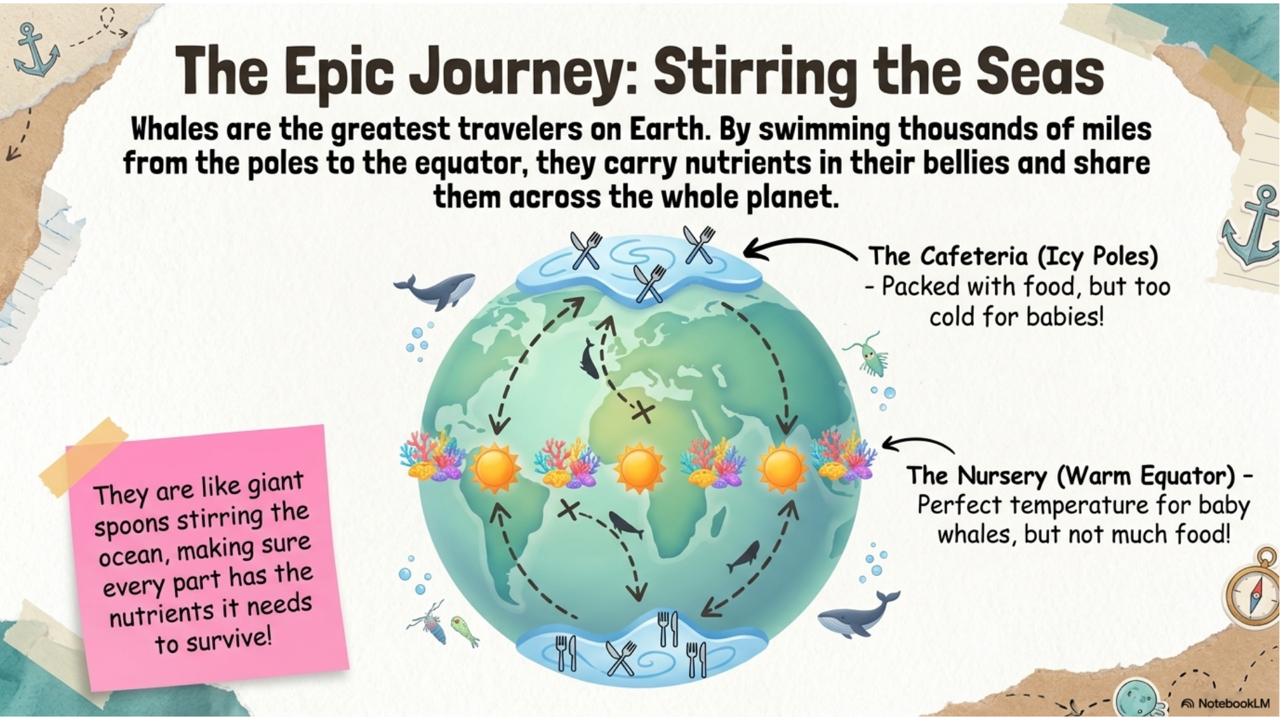 Illustrated whale migration lesson